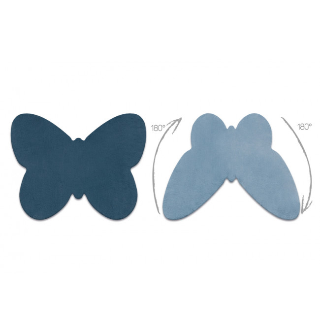 Koberec protišmykový SHAPE 3150 Motýľ Shaggy - modrý plyš