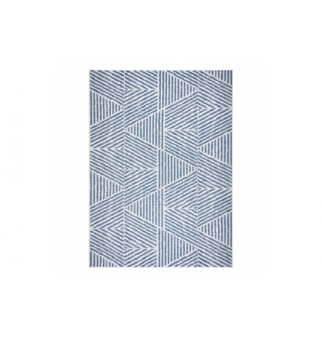 Koberec SIZAL COLOR 47176360 Línie, trojuholníky zygzak - béžový / modrý