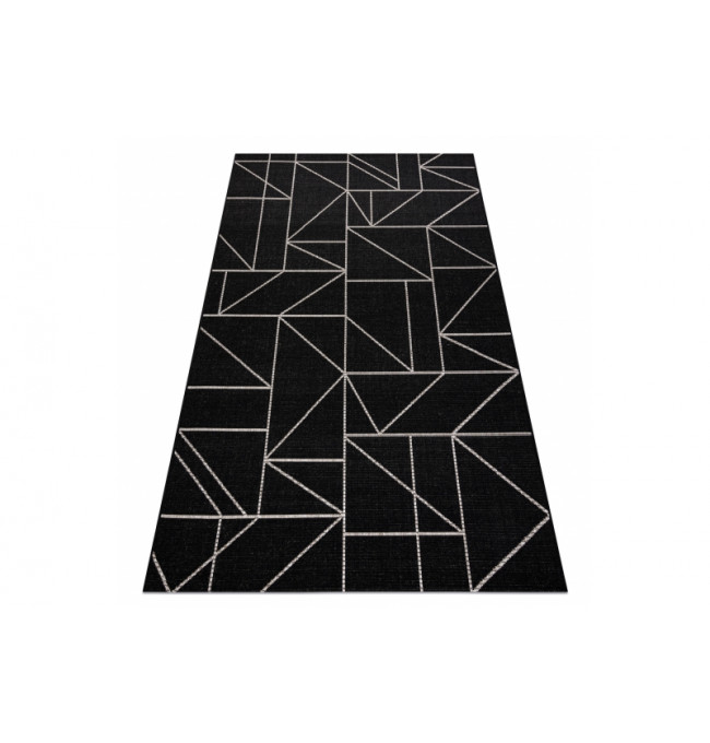 Koberec SIZAL FLOORLUX 20605 geometrický - čierny / strieborný