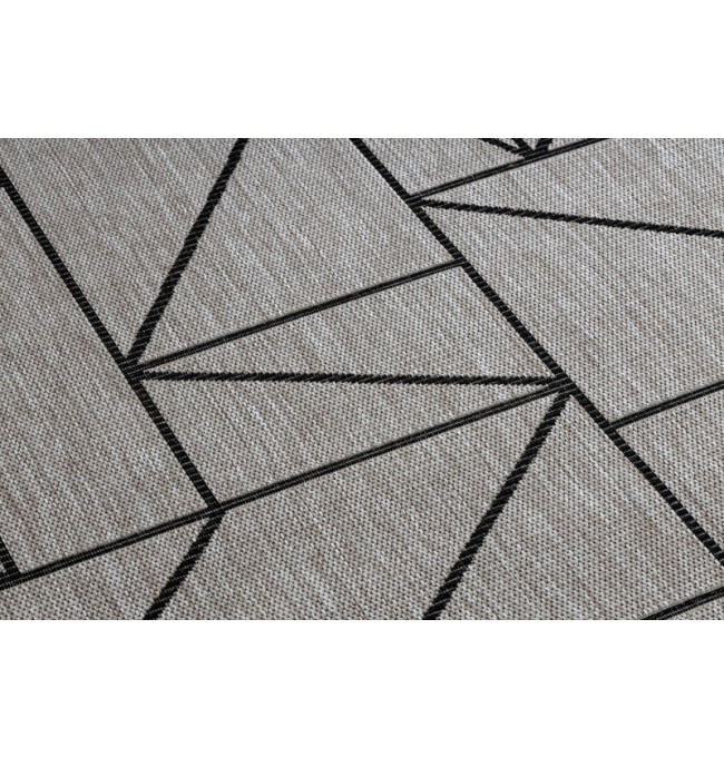 Koberec SIZAL FLOORLUX 20605 geometrický trojúhelník - stříbrný / černý