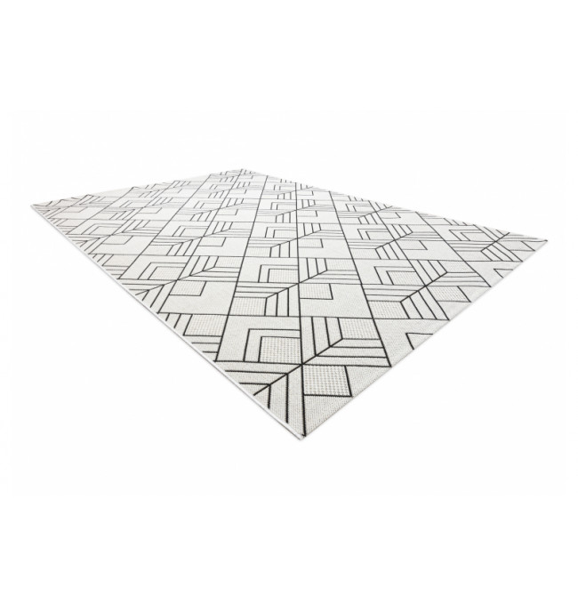Koberec šnúrkový SIZAL FLAT 48731960 štvorce, geometrický - krém / sivý
