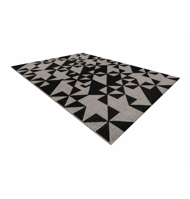 Koberec Šňůrkový SIZAL FLOORLUX 20489 stříb/černý Trojúhelníky