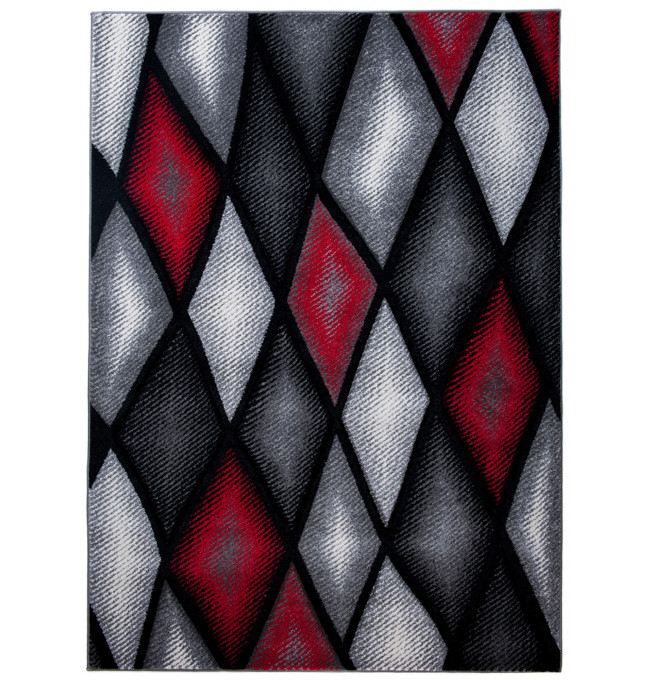 Koberec Sumatra J373B Diamond černý, šedý, červený