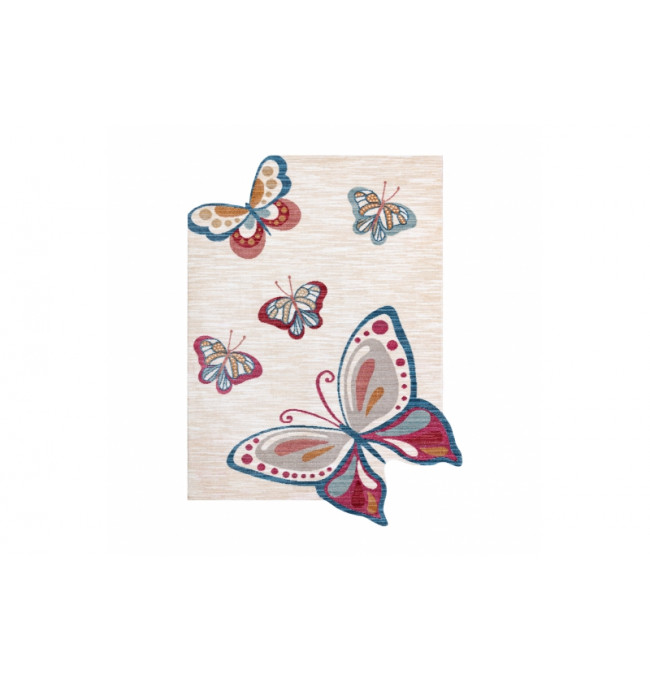 Koberec TOYS 75326 Motýle - krém / červený, fuksia