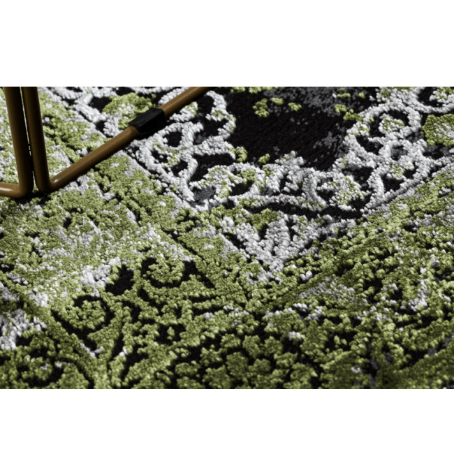 Koberec VINCI 1407  Rozeta vintage - štrukturálny - zelený / antracit