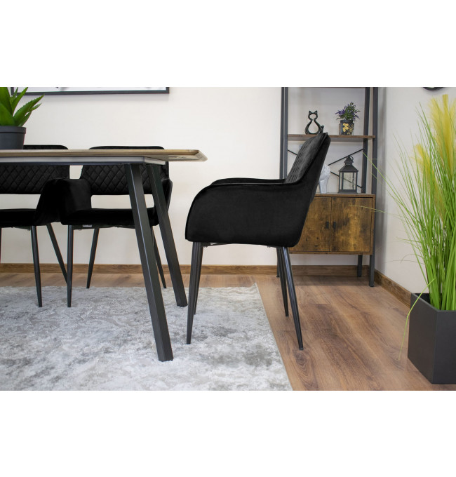 Set dvou jídelních židlí AMALFI samet černé (černé nohy) 2ks