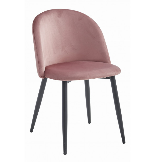 Set dvou jídelních židlí BELLO sametové tmavě růžové (černé nohy) 2ks