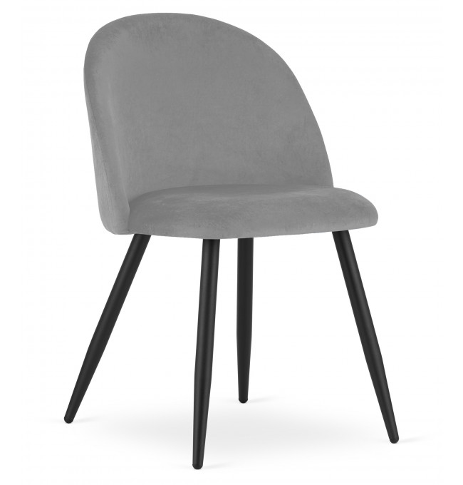 Set dvou jídelních židlí BELLO sametové světle šedé (černé nohy) 2ks