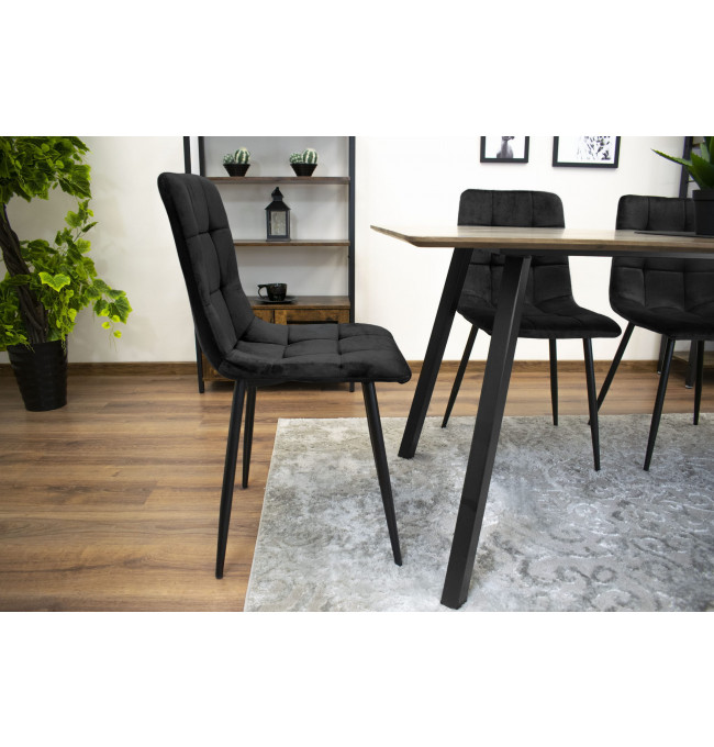 Set tří jídelních židlí KARA černé (černé nohy) (3ks)