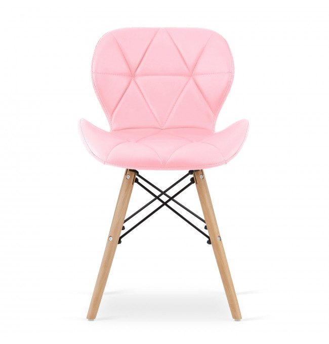 Jídelní židle LAGO ekokůže růžová (hnědé nohy)