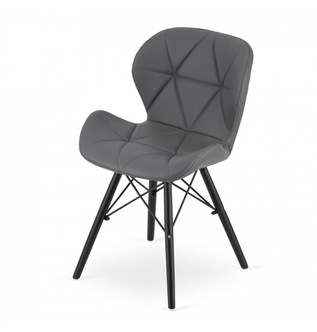 Jedálenská stolička LAGO ekokoža sivá (čierne nohy)