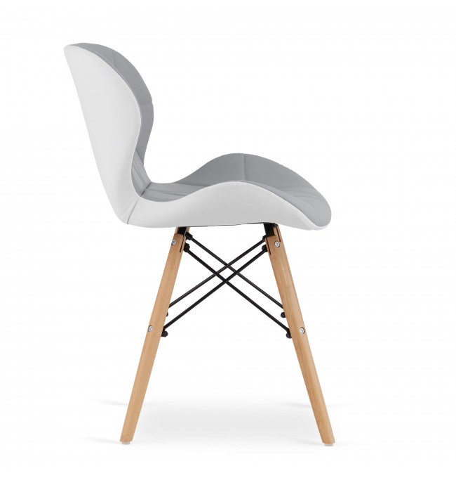 Jedálenská stolička LAGO ekokoža - sivá / biela (hnedé nohy)