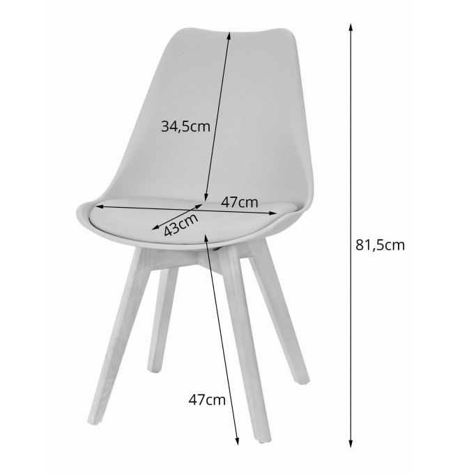 Set troch jedálenských stoličiek MARK - biele (hnedé nohy) (3ks)
