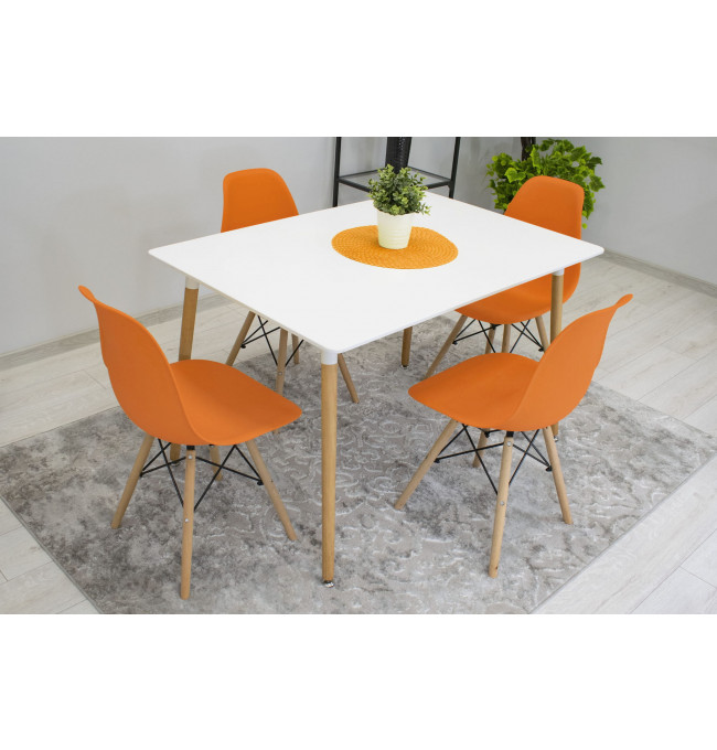 Set troch jedálenských stoličiek OSAKA oranžové (hnedé nohy) (3ks)