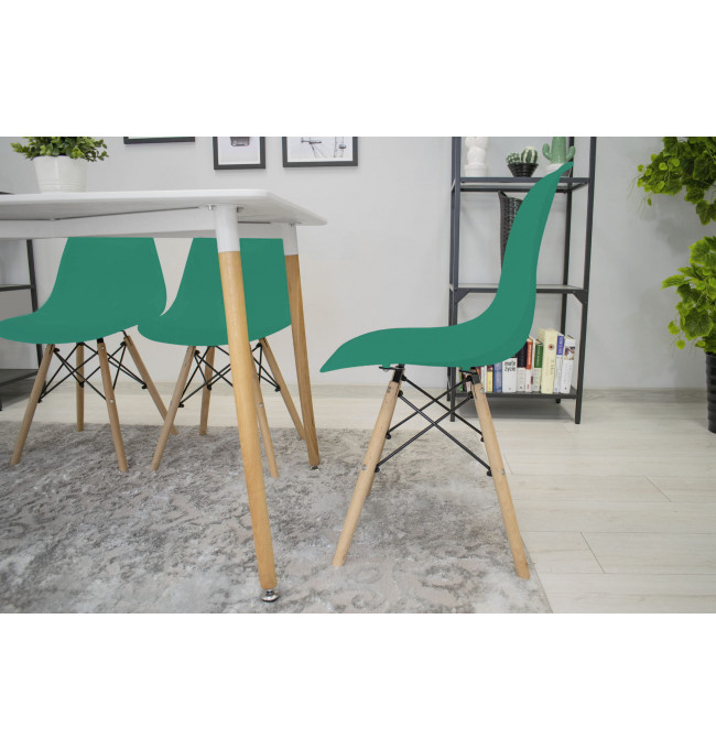 Set dvoch jedálenských stoličiek OSAKA zelené (hnedé nohy) 2ks