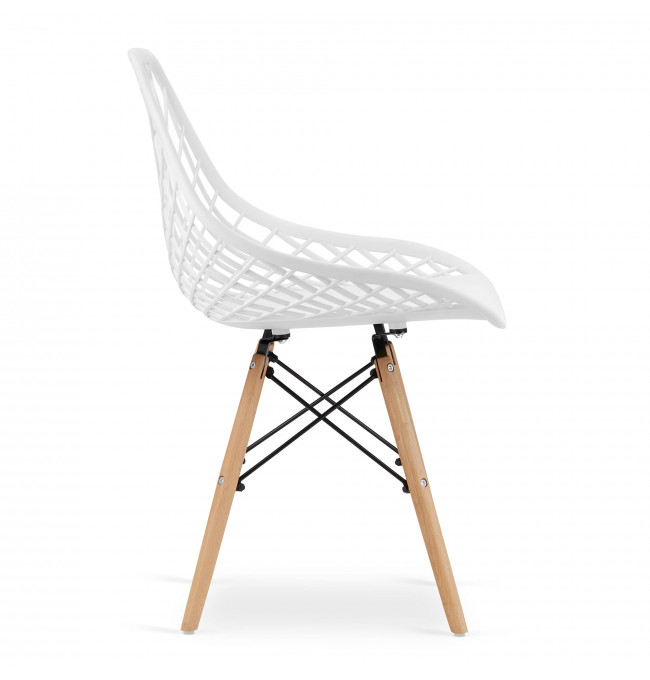 Jedálenská stolička SAKAI biela (hnedé nohy) 