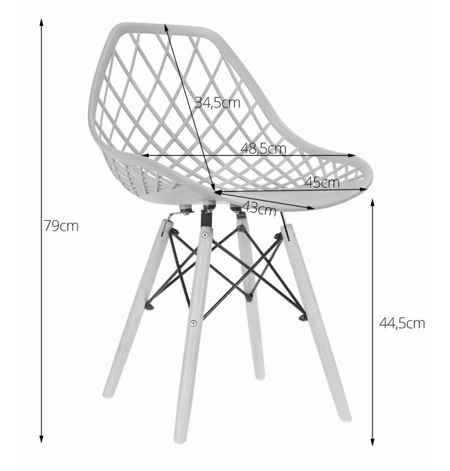 Set tří jídelních židlí SAKAI bílé (hnědé nohy) (3ks)