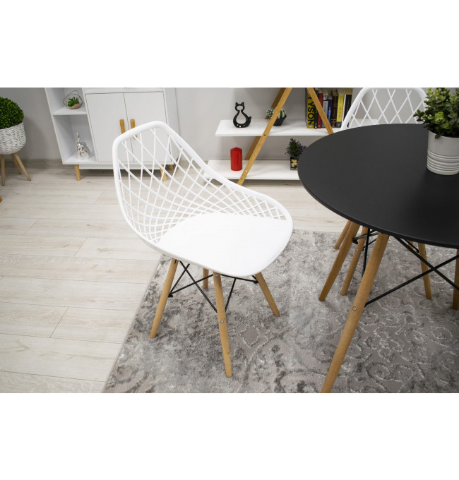 Set tří jídelních židlí SAKAI bílé (hnědé nohy) (3ks)