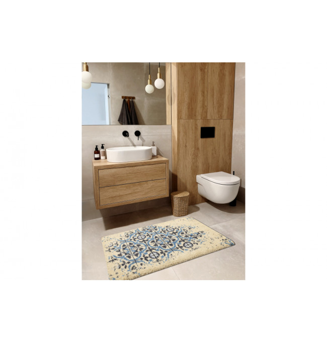Kúpeľňový koberček CERAMIC Lisabonská dlažba, protišmykový, mäkký - sivý