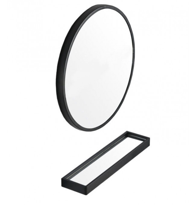 Zrcadlo s poličkou černé 70 cm