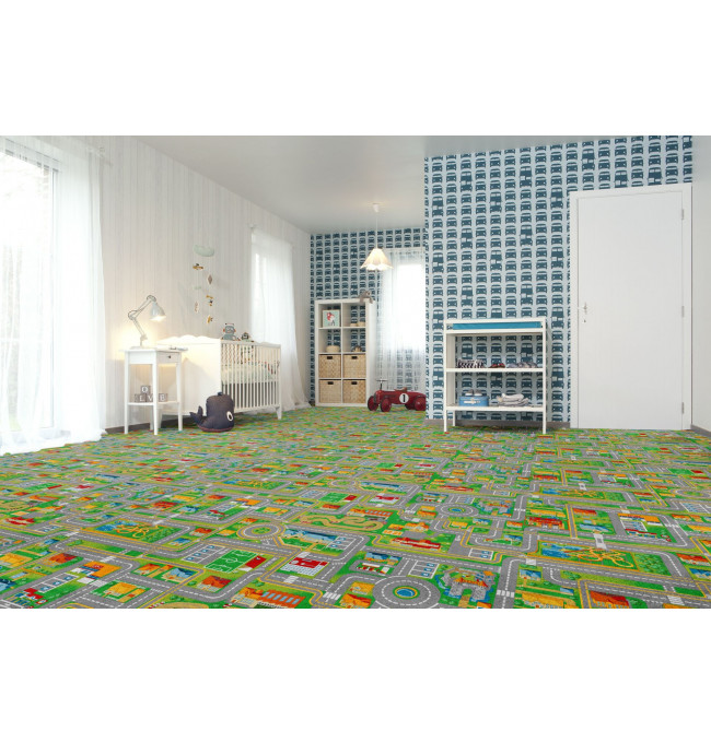 Metrážový koberec MESTSKÉ ULIČKY zelený