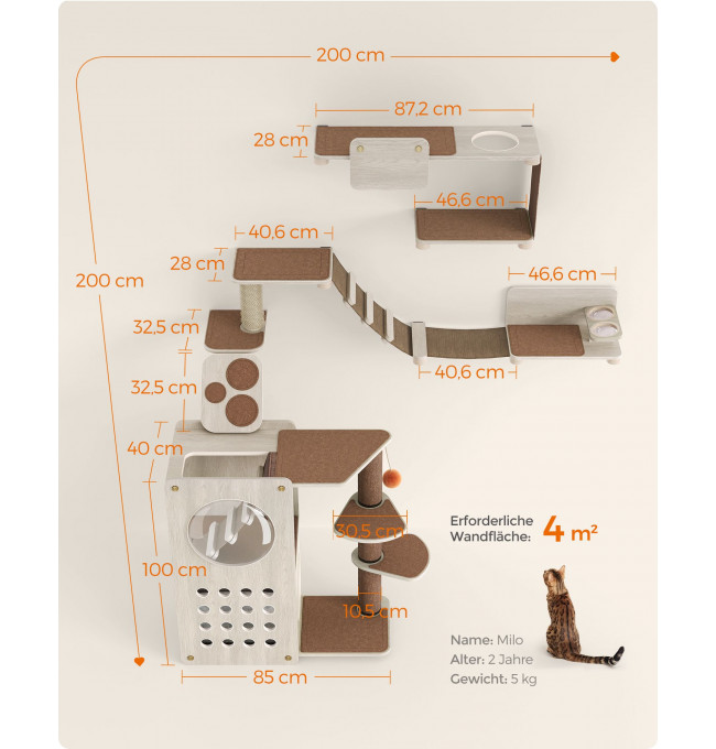 Clickat nástěnná lezecká stěna pro kočky PCK901T66