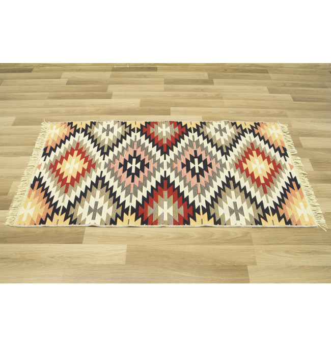 Obojstranný koberec / behúň Kilim Gold Aztecki Etno Romby viacfarebný