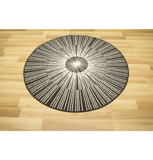 Šnúrkový obojstranný koberec Brussels 205634/10110 antrcitový / krémový kruh 