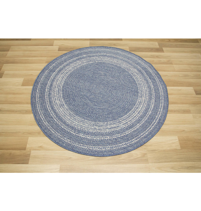 Šnúrkový obojstranný koberec Brussels 205670/10310 modrý / krémový kruh 