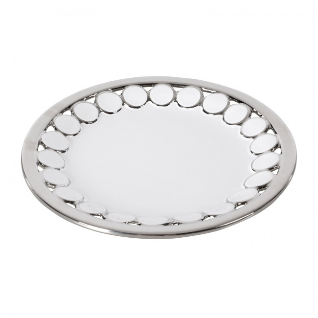 Dekorativní talíř EMELIA 03 bílý / stříbrný