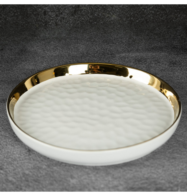 Dekorativní talíř ETNA 01 bílý / zlatý