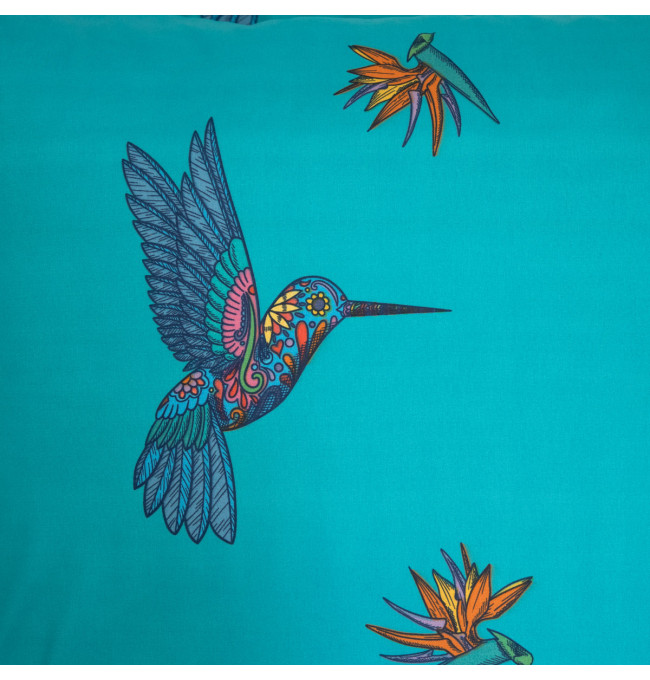 Posteľná súprava FRIDA KAHLO tyrkysová s kolibríkmi 879444