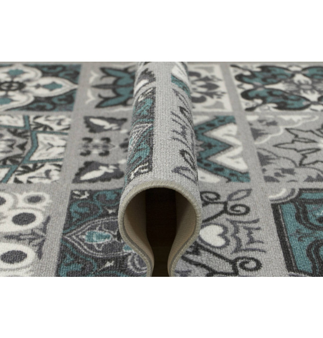 Protišmykový koberec/ behúň Patchwork tyrkysový