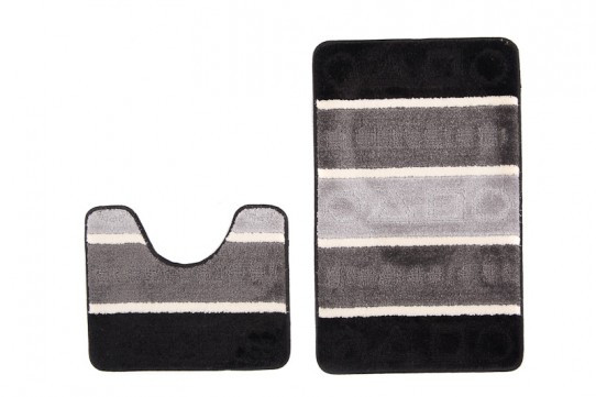 Sada koupelnových koberečků MULTI B5015 figury - černý, šedý