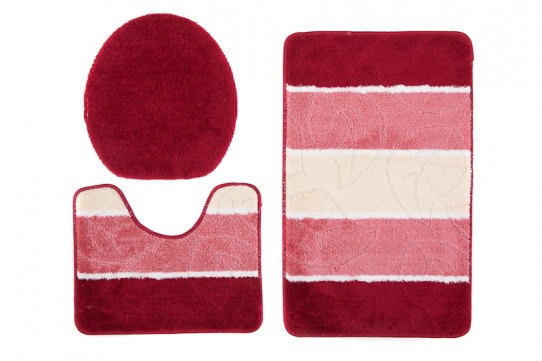 Sada koupelnových koberečků MULTI C5019A červený list