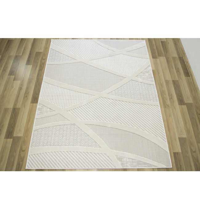 Šnúrkový koberec Stella D425A sivý / strieborný / krémový