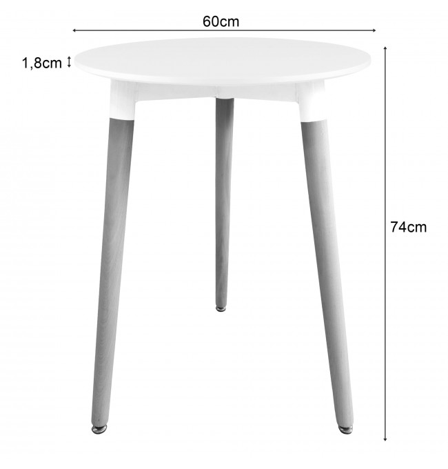 Okrúhly stôl KAMI biely 60 cm