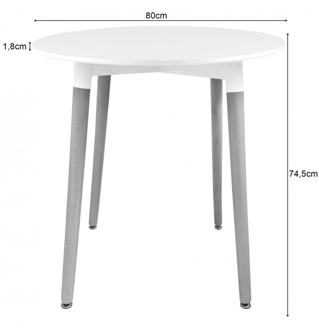 Okrúhly stôl KAMI biely 80 cm