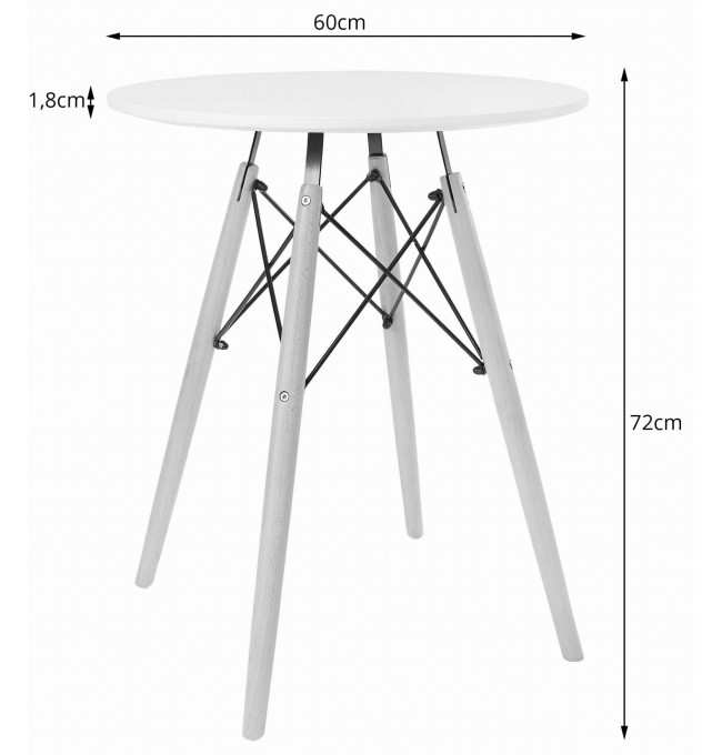Okrúhly stôl TODI 60 cm biely