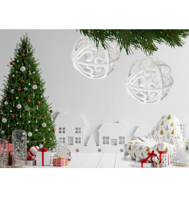 Vianočné guľky - biele KL-21X26 (6ks)