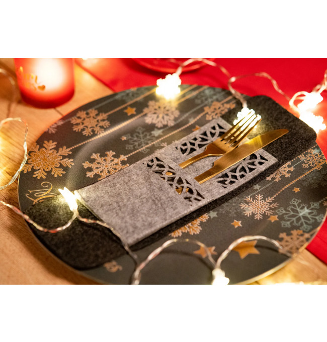 Vianočný obal na príbory - KF357-4G sivé
