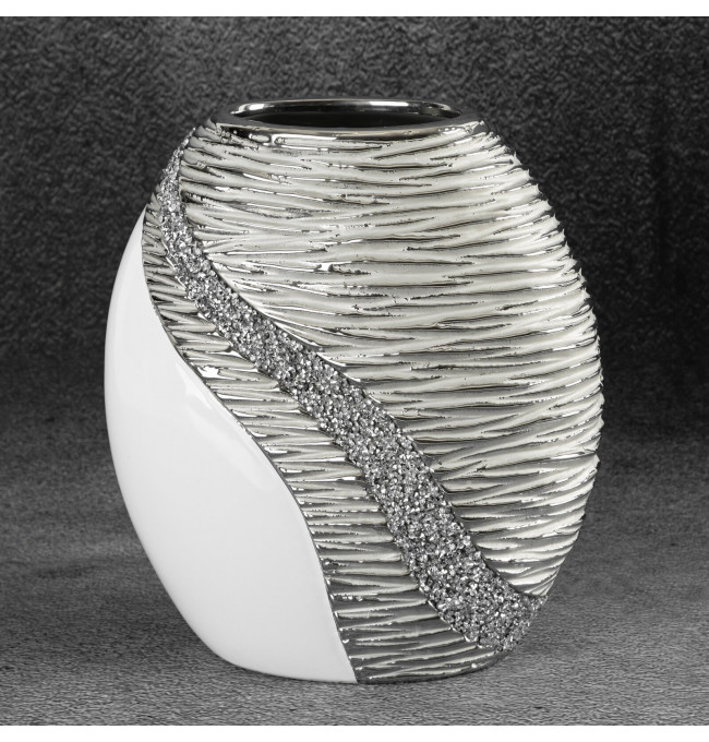 Váza ADONA 02 bílá / stříbrná