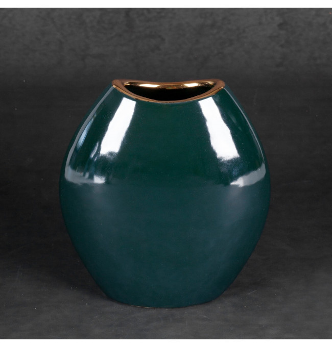 Váza AMORA2 03 tmavě zelená / zlatá