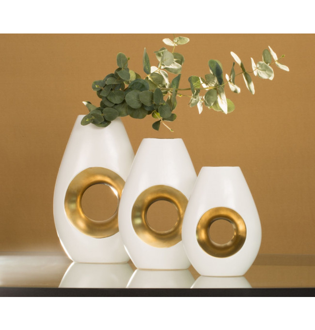 Váza MIRA 01 biela / zlatá