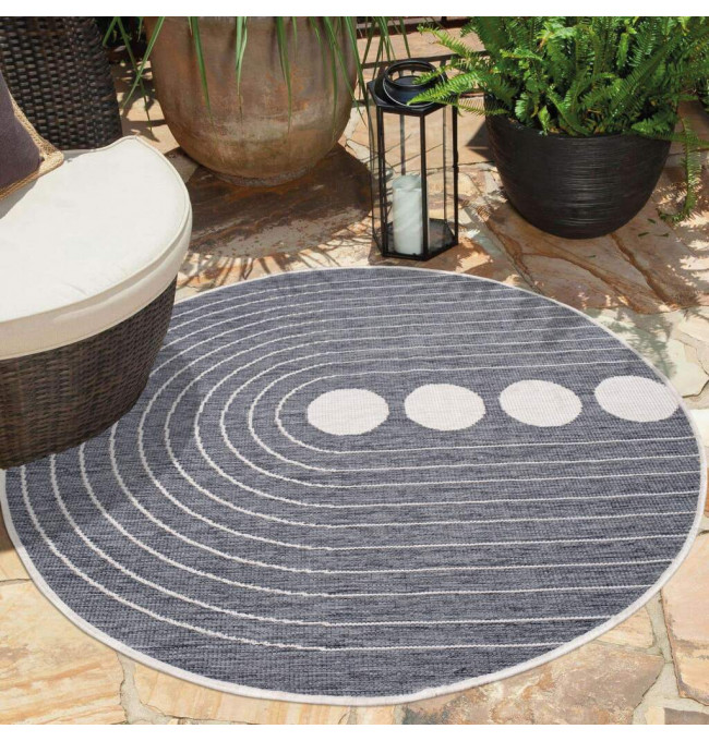 Obojstranný koberec DuoRug 5739 sivý kruh 