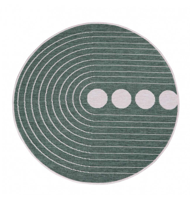 Obojstranný koberec DuoRug 5739 zelený kruh 