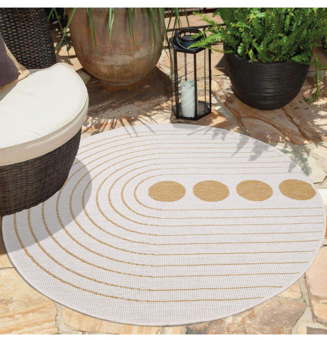 Obojstranný koberec DuoRug 5739 okrovo žltý kruh 