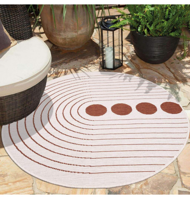 Obojstranný koberec DuoRug 5739 červený kruh 
