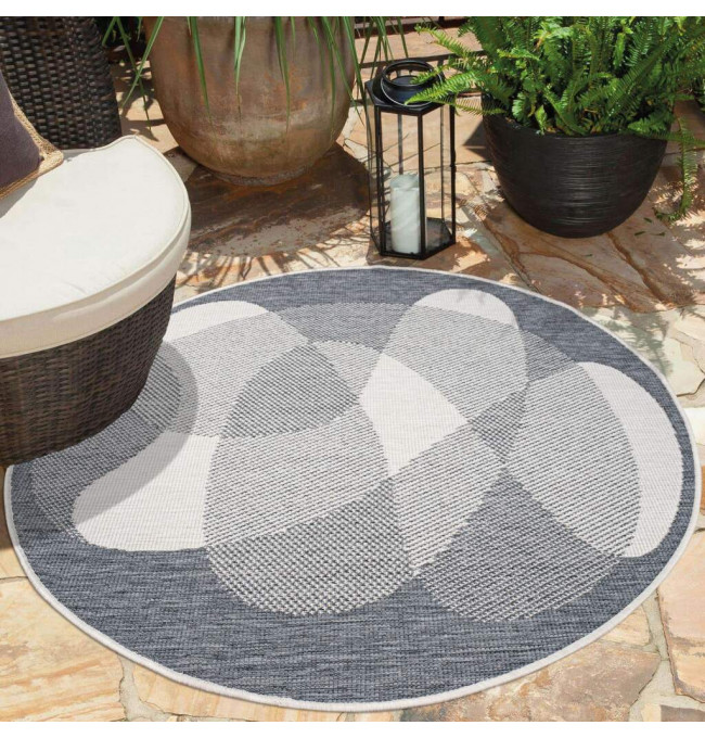 Obojstranný koberec DuoRug 5835 sivý kruh 