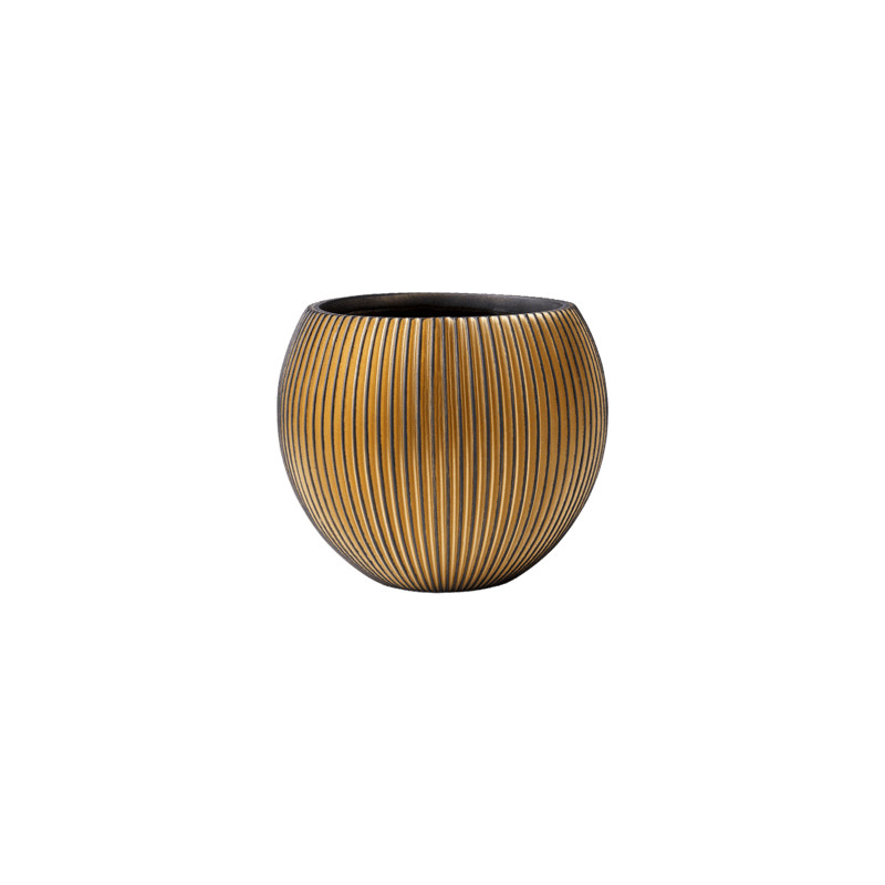 Kvetináč Capi Nature Groove Vase Ball black gold 29x25 cm